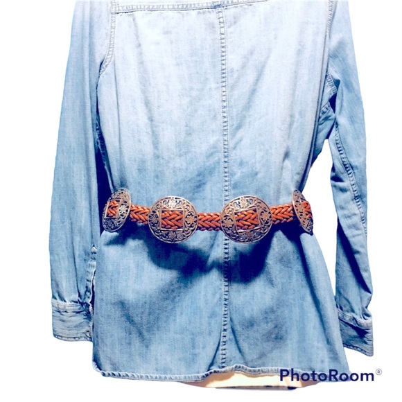 Braided leather concho belt main image 4